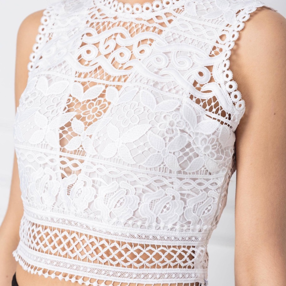 GUESS Women's White Lace Blouse